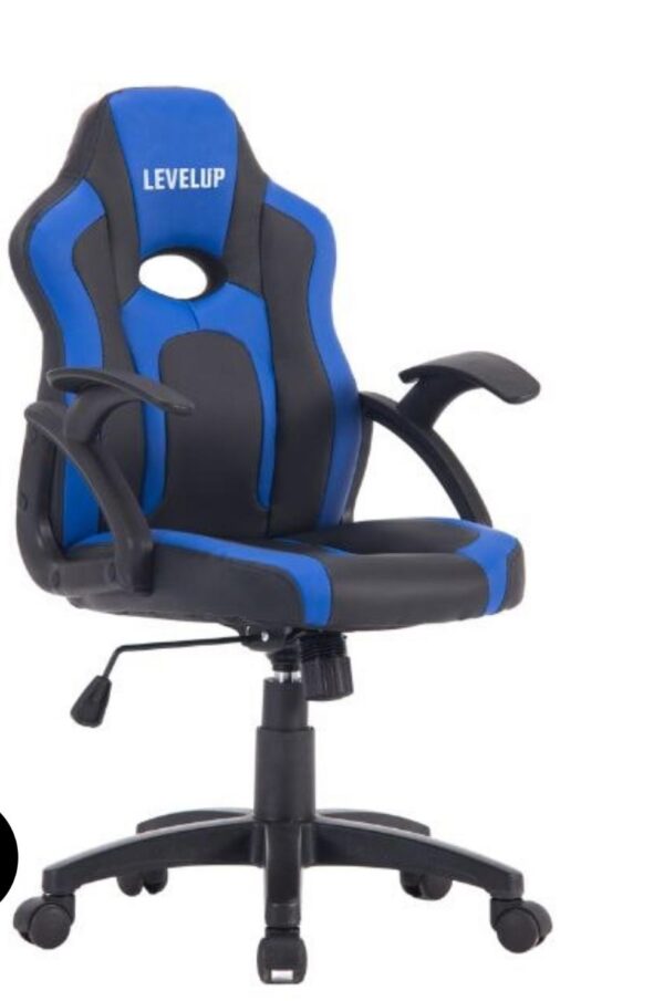 כיסא גיימינג לילדים ארגונומי עם ידיות דגם SHARK בצבע שחור וכחול G512B מבית LEVEL UP