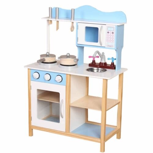 מטבח לילדים מעץ דוד בצבע תכלת W10C404D מאת בית העץ