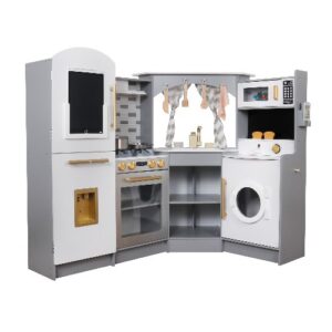 מטבח לילדים מעץ אלקטרוני אדר בצבע אפור (134X80X99 סמ) W10C933C מאת בית העץ