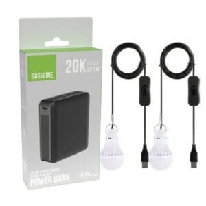 סוללת גיבוי 20K + נורת USB